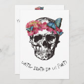 Bis zum Tod machen wir Teil Schädel Hibiskus Schme Einladung (Vorne/Hinten)
