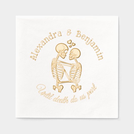 Bis zum Tod machen wir Teil Skeleton Couple Embrac Servietten Mit Folie (Vorderseite)