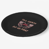 Bis zum Tod machen wir Teil Skelett Herz Hände Val Pappteller (Schrägansicht)