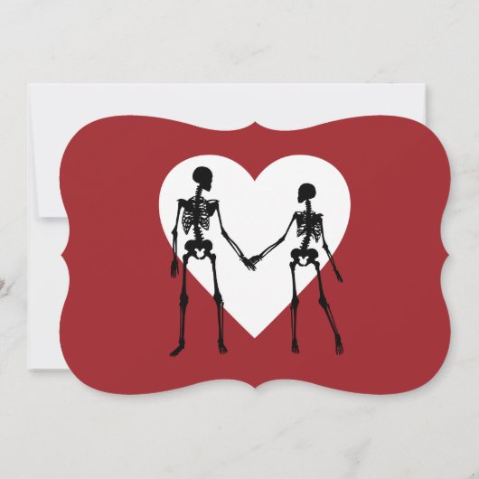 Bis zum Tod machen wir Teil Skelett Rote Verlobung Einladung (Rückseite)