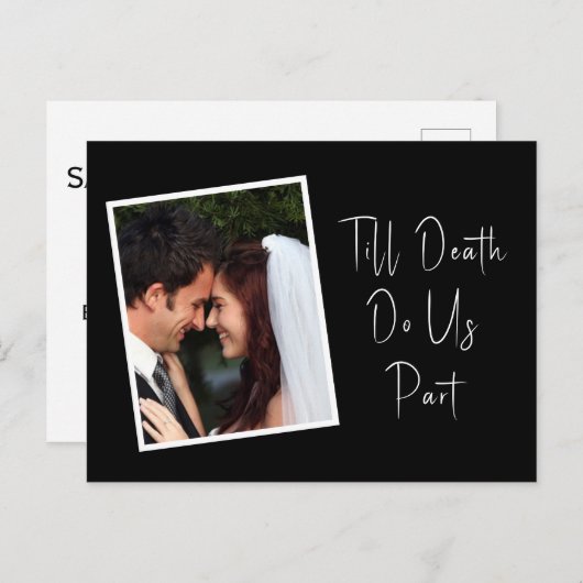 Bis zum Tod machen wir Teil Skelett Save the Date  Postkarte (Vorne/Hinten)