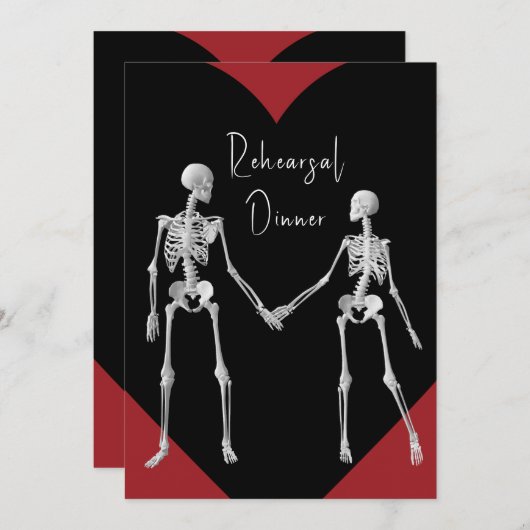 Bis zum Tod machen wir Teil Skelett Schwarze Probe Einladung (Vorne/Hinten)