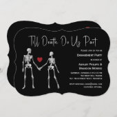 Bis zum Tod machen wir Teil Skelett Schwarze Verlo Einladung (Vorne/Hinten)
