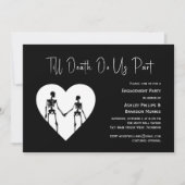Bis zum Tod machen wir Teil Skelett Weiße Verlobun Einladung (Vorderseite)