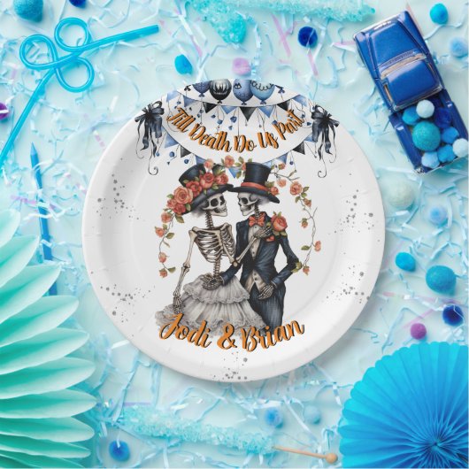 Bis zum Tod machen wir Teil Skelettketten Hallowee Pappteller (Party)