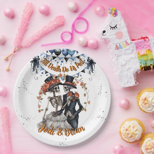 Bis zum Tod machen wir Teil Skelettketten Hallowee Pappteller (Party)