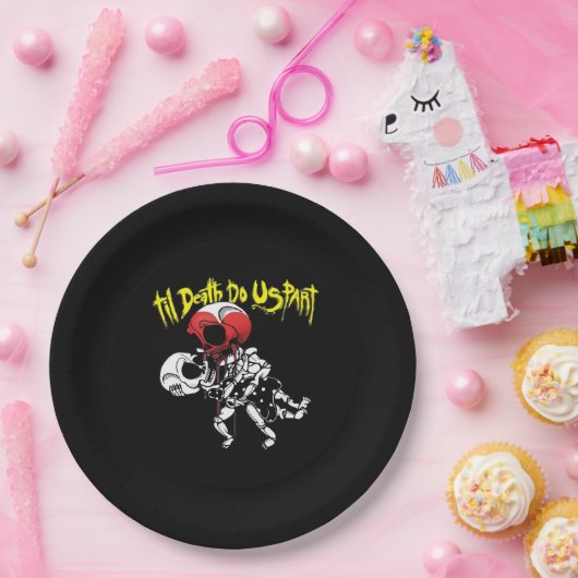 Bis zum Tod machen wir Teil - Skelettknochen für i Pappteller (Party)