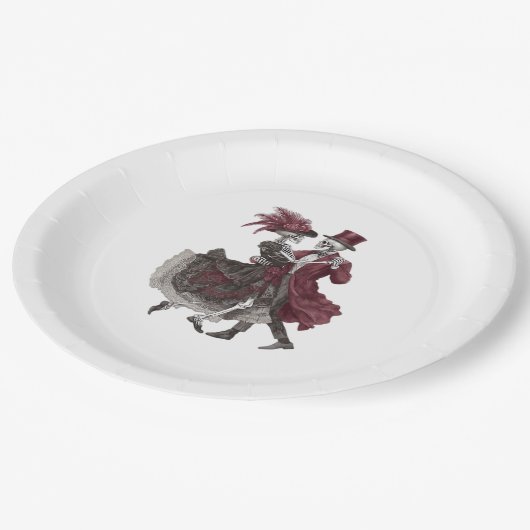 Bis zum Tod machen wir Teil - Viktorianisches Skel Pappteller (Schrägansicht)