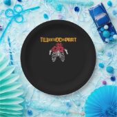 Bis zum Tod machen wir Teilskelett mit roten Blume Pappteller (Party)