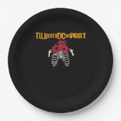 Bis zum Tod machen wir Teilskelett mit roten Blume Pappteller (Vorderseite)