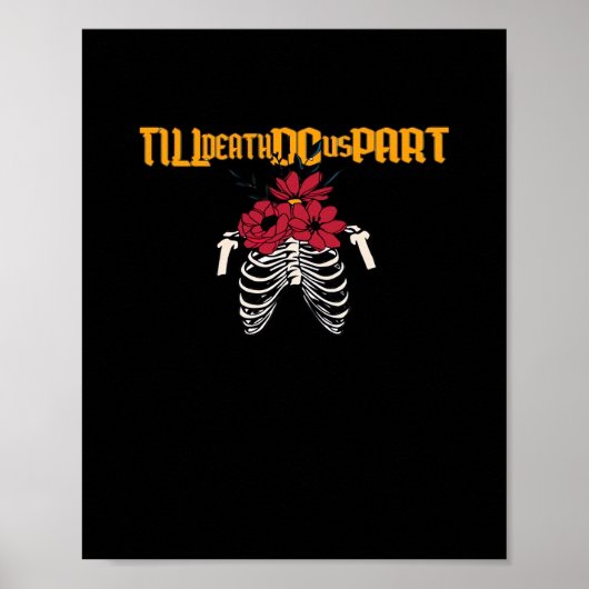Bis zum Tod machen wir Teilskelett mit roten Blume Poster (Vorne)