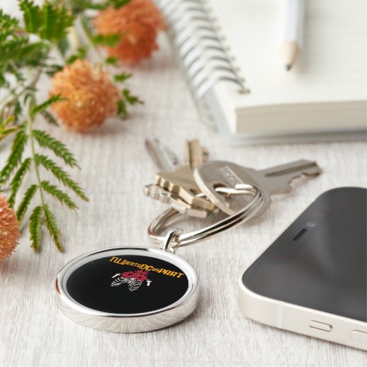 Bis zum Tod machen wir Teilskelett mit roten Blume Schlüsselanhänger (Seite)