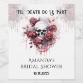 Bis zum Tod Rose Skull Gothic Brautparty Weinetikett (Einzelnes Label)