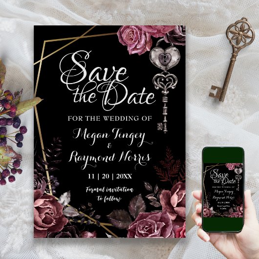 Bis zum Tod | Schwarz-Gotisches Elegant Save the D Date