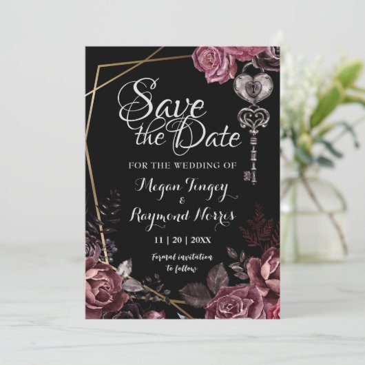 Bis zum Tod | Schwarz-Gotisches Elegant Save the D Save The Date (Stehend Vorderseite)