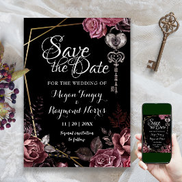 Bis zum Tod | Schwarz-Gotisches Elegant Save the D Save The Date