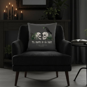 Bis zum Tod schwarze gothische irische Blumen Tote Kissen