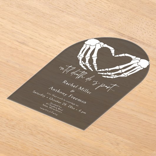 Bis zum Tod Skeleton Hände Arch Black Wedding Acryleinladungen (Ablage )