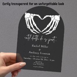 Bis zum Tod Skeleton Hände Arch Black Wedding Acryleinladungen