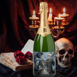 Bis zum Tod Skelett Van Gogh Gothic Hochzeitsgesch Schaumweinetikett