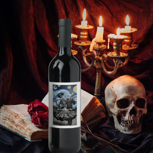 Bis zum Tod Skelett Van Gogh Gothic Hochzeitsgesch Weinetikett