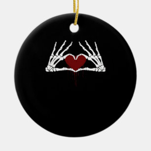 bis zum Tod - Skeletton Herz Hände Keramik Ornament