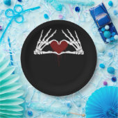 bis zum Tod - Skeletton Herz Hände Pappteller (Party)