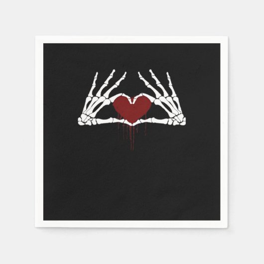 bis zum Tod - Skeletton Herz Hände Serviette (Vorderseite)