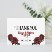 Bis zum Tod teilen wir das Paar des Hochzeitsschäd Dankeskarte (Stehend Vorderseite)