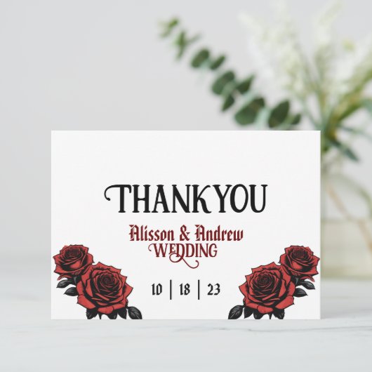 Bis zum Tod teilen wir das Paar des Hochzeitsschäd Dankeskarte (Stehend Vorderseite)