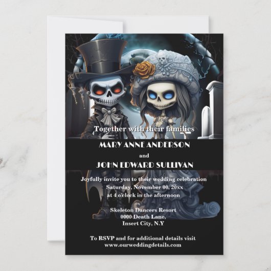 Bis zum Tod teilen wir Leiche Brautbräutigam Einladung (Vorderseite)