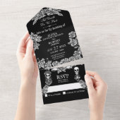 Bis zum Tod teilen wir Rose Skelett Hochzeit All In One Einladung (Abreißen)