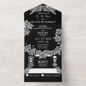 Bis zum Tod teilen wir Rose Skelett Hochzeit All In One Einladung (Innen Boden)