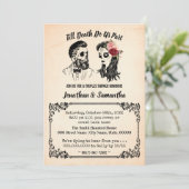 Bis zum Tod teilen wir Schädel Paare Dusche Einladung (Stehend Vorderseite)