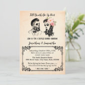 Bis zum Tod teilen wir Schädel Paare Dusche Einladung (Stehend Vorderseite)