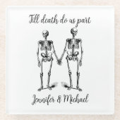 Bis zum Tod teilen wir Skeleton Couple Name Black Glasuntersetzer (Vorderseite)