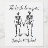 Bis zum Tod teilen wir Skeleton Couple Name Black Weinetikett (Einzelnes Label)