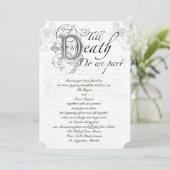 Bis zum Tod teilen wir Skull Script Hochzeit Einladung (Stehend Vorderseite)