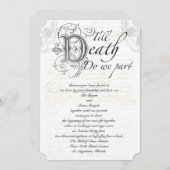 Bis zum Tod teilen wir Skull Script Hochzeit Einladung (Vorne/Hinten)