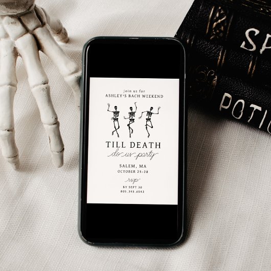 Bis zum Tod tun uns Party Bachelorette Wochenende Einladung