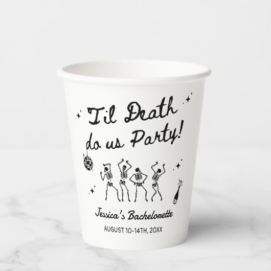 Bis zum Tod tun uns Party Bachelorette Wochenende Pappbecher (Vorderseite)