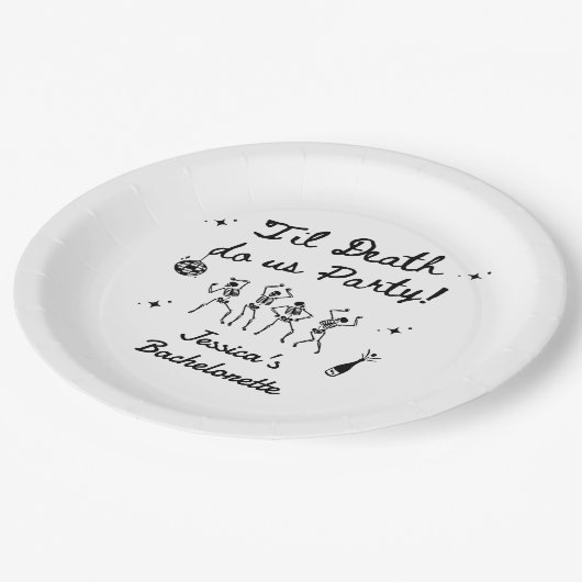 Bis zum Tod tun uns Party Bachelorette Wochenende Pappteller (Schrägansicht)