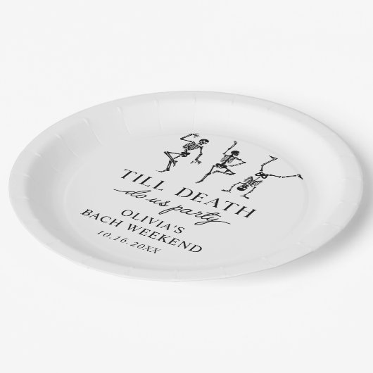 Bis zum Tod tun uns Party Bachelorette Wochenende Pappteller (Schrägansicht)