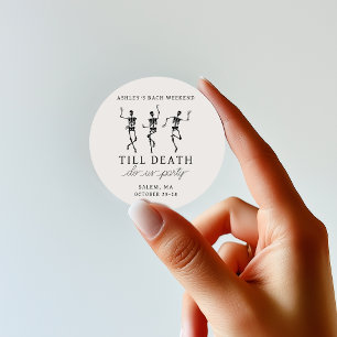 Bis zum Tod tun uns Party Bachelorette Wochenende Runder Aufkleber