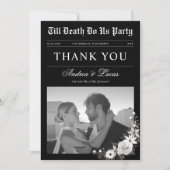Bis zum Tod tun uns Party Black Gothic Hochzeit Dankeskarte (Vorderseite)