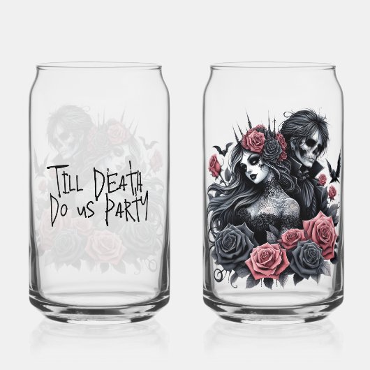 Bis zum Tod tun uns Party Braut und Erbe Dosenglas (Rückseite)