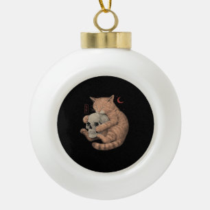 Bis zum Tod tun uns Party Cat Skull Classic Keramik Kugel-Ornament