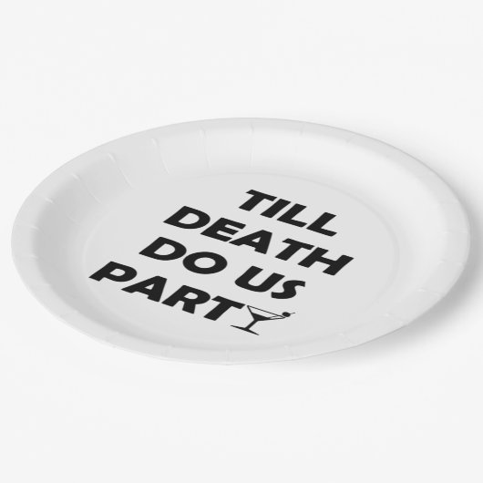 Bis zum Tod tun uns Party Classic & Basic Design Pappteller (Schrägansicht)