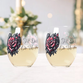 Bis zum Tod tun uns Party Gothic Black und Rote Ro Weinglas Ohne Stiel
