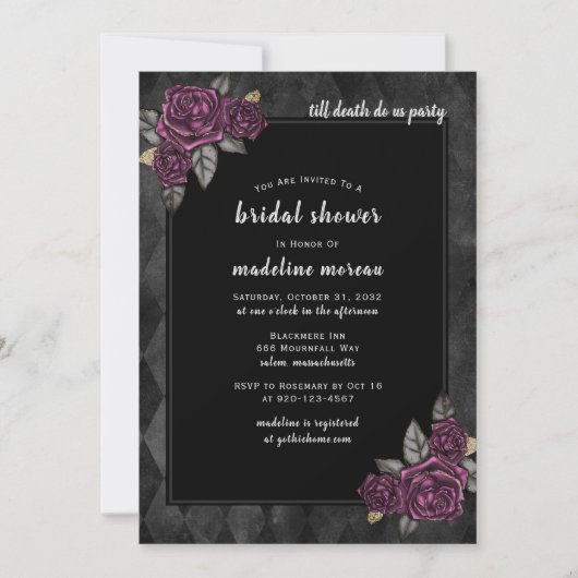 Bis zum Tod tun uns Party Gothic Brautparty Einladung (Vorderseite)